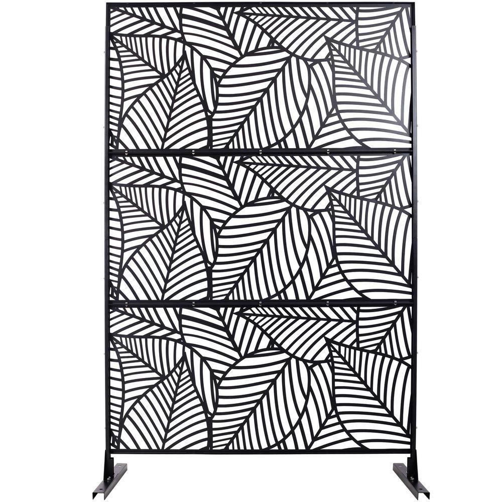 76 in. H x 48 in. W Steel Garden Fence Freestanding Outdoor Privacy Screen in Black price history on PriceWatchPro