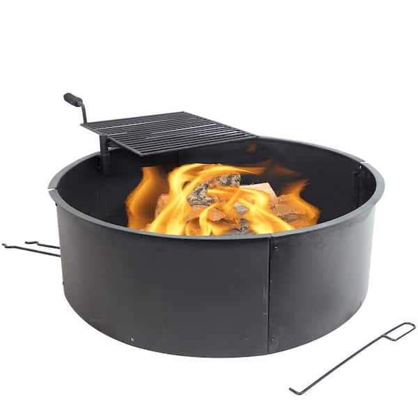 Sunnydaze 36 in. Round Steel Wood Burning Fire Pit Kit with Rotating Cooking Grate
