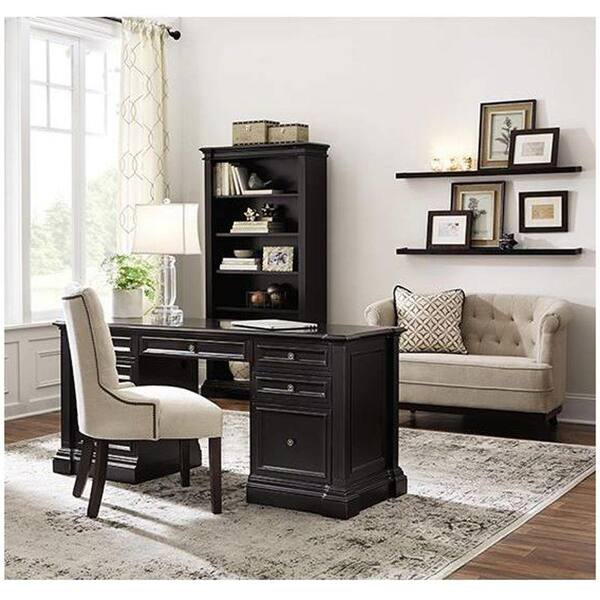 Home Decorators Collection Bufford Rubbed Black Desk with Storage