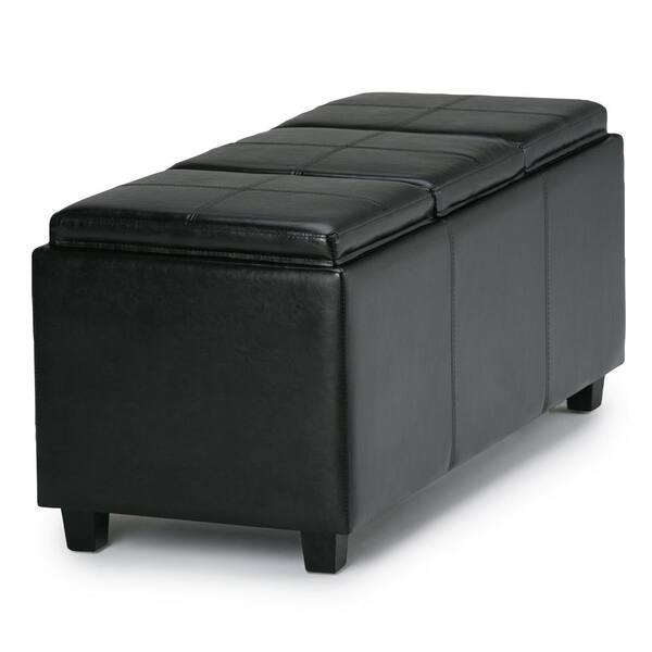 Simpli Home Avalon 42 In Contemporary, Modern Faux Leather Storage Bench