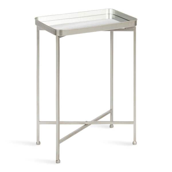 Kate and Laurel Celia 18 in. Silver Rectangle Glass End Table