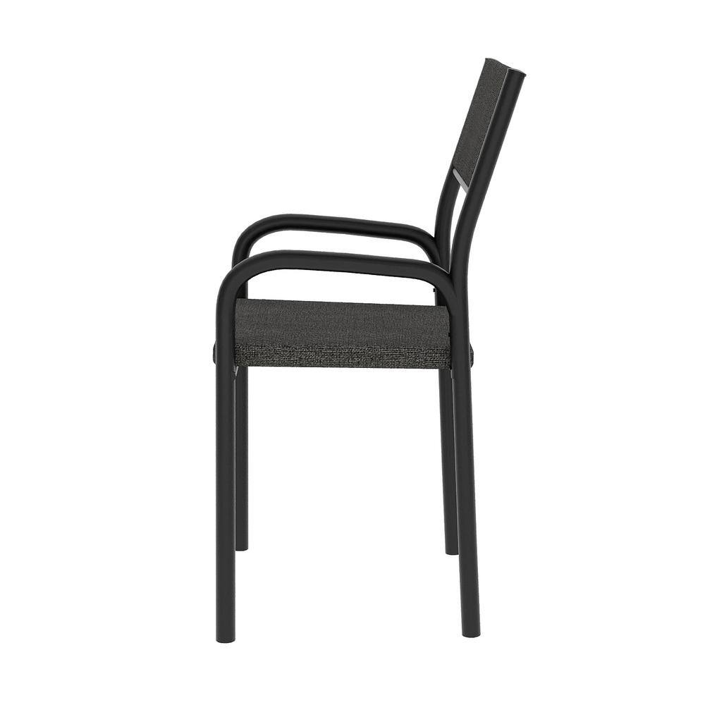 Black Armless Office Chair with Metal Frame