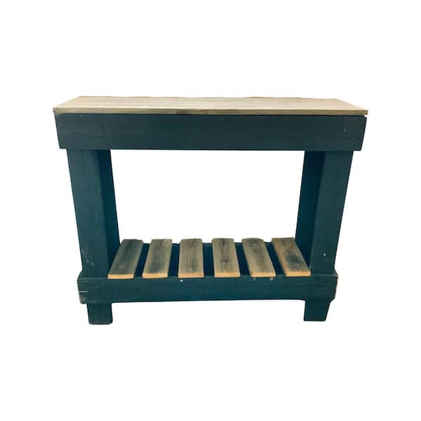 Del Hutson Designs Raven Modern Farmhouse Reclaimed Wood Rectangle Console Table, 35.5" Natural