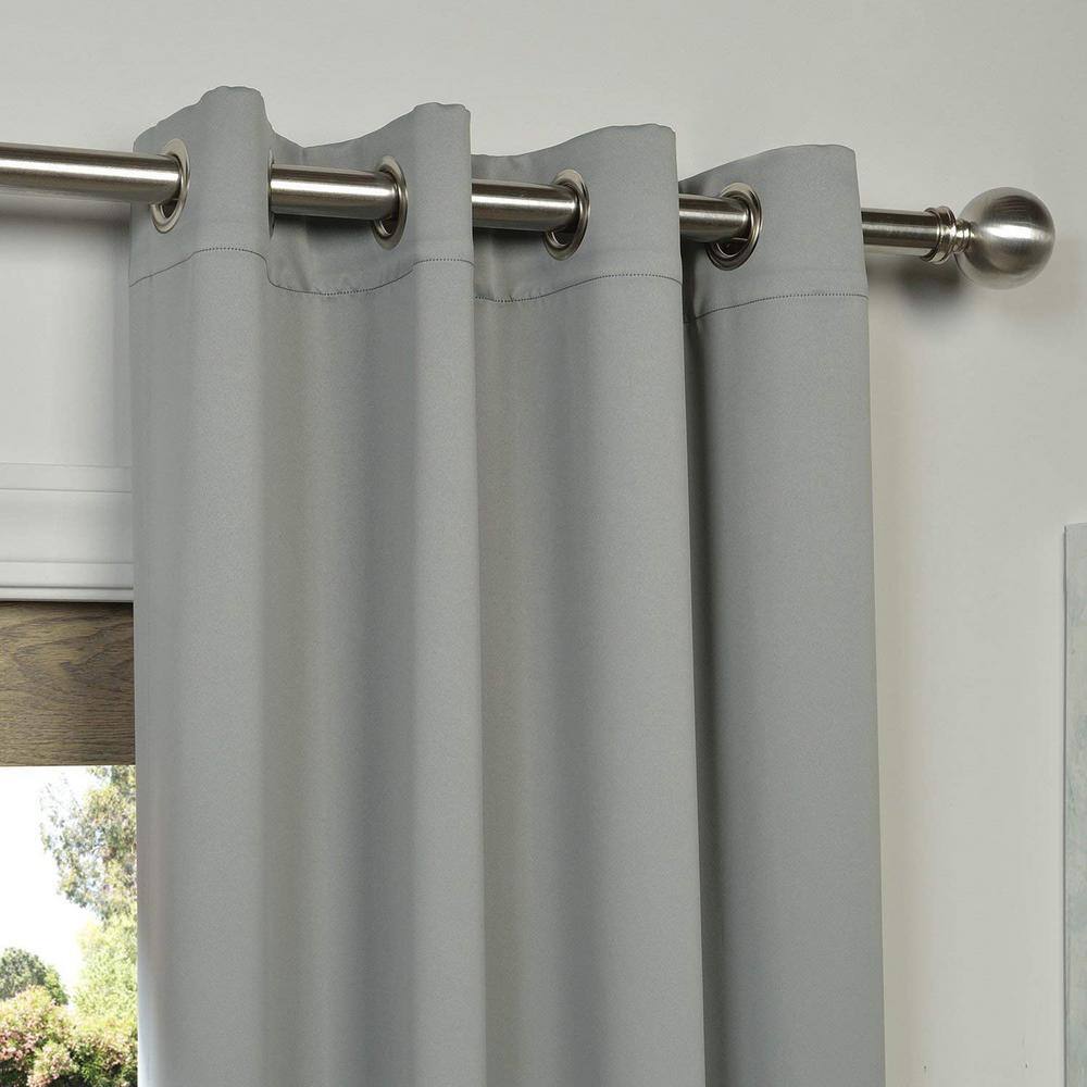 Neutral Grey Velvet Blackout Grommet Curtain Panel