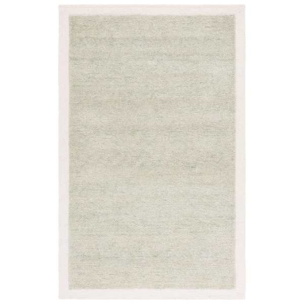 Metro 4 ft. x 6 ft. Sage/Ivory Border Solid Color Area Rug
