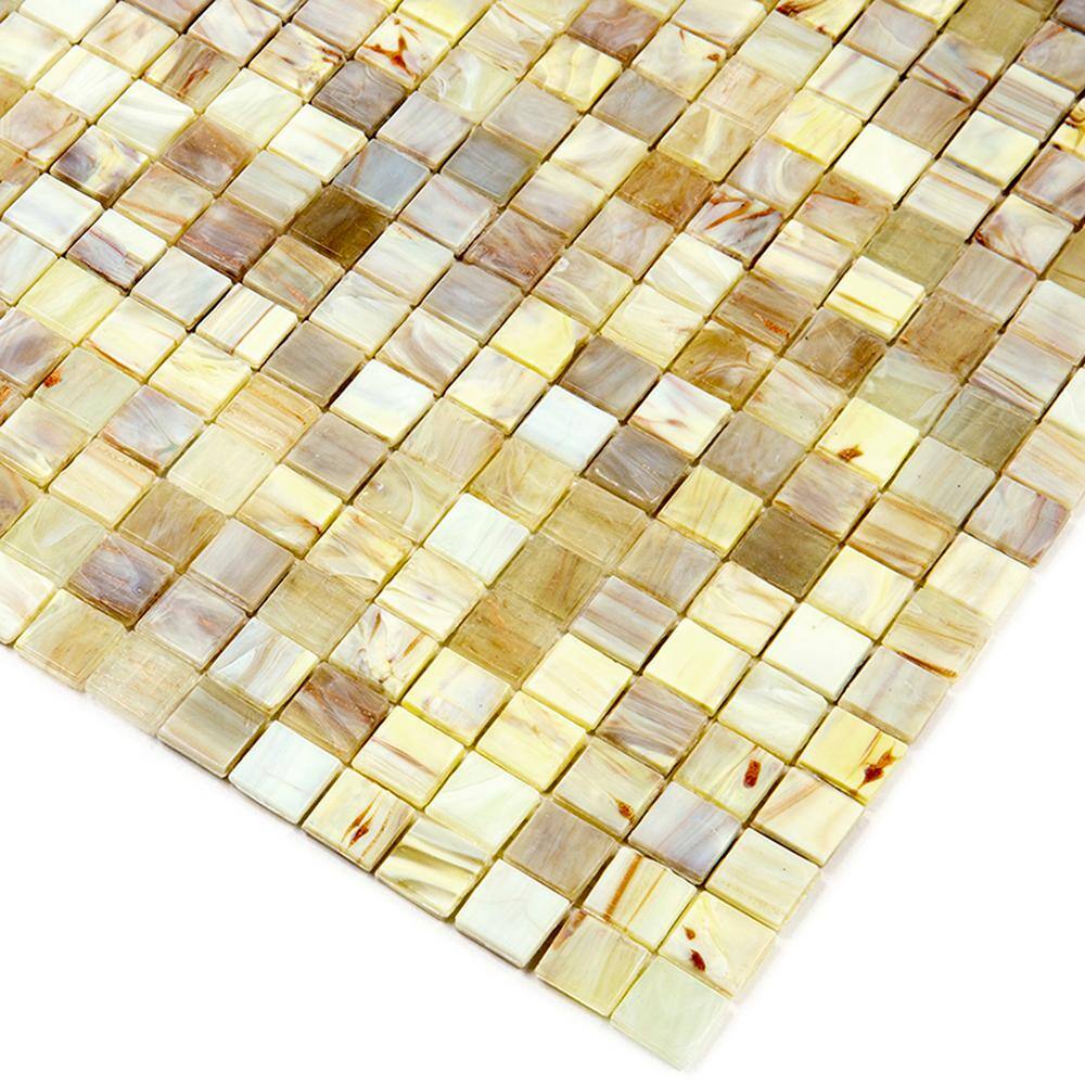 Parchment Beige and Yellow Glass Mosaic Tile for Wall and Floor