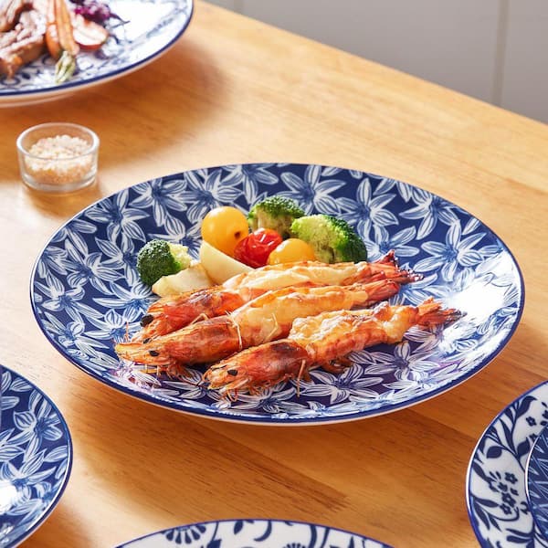 vancasso 16-Piece Blue Porcelain Dinnerware Set Service for 4