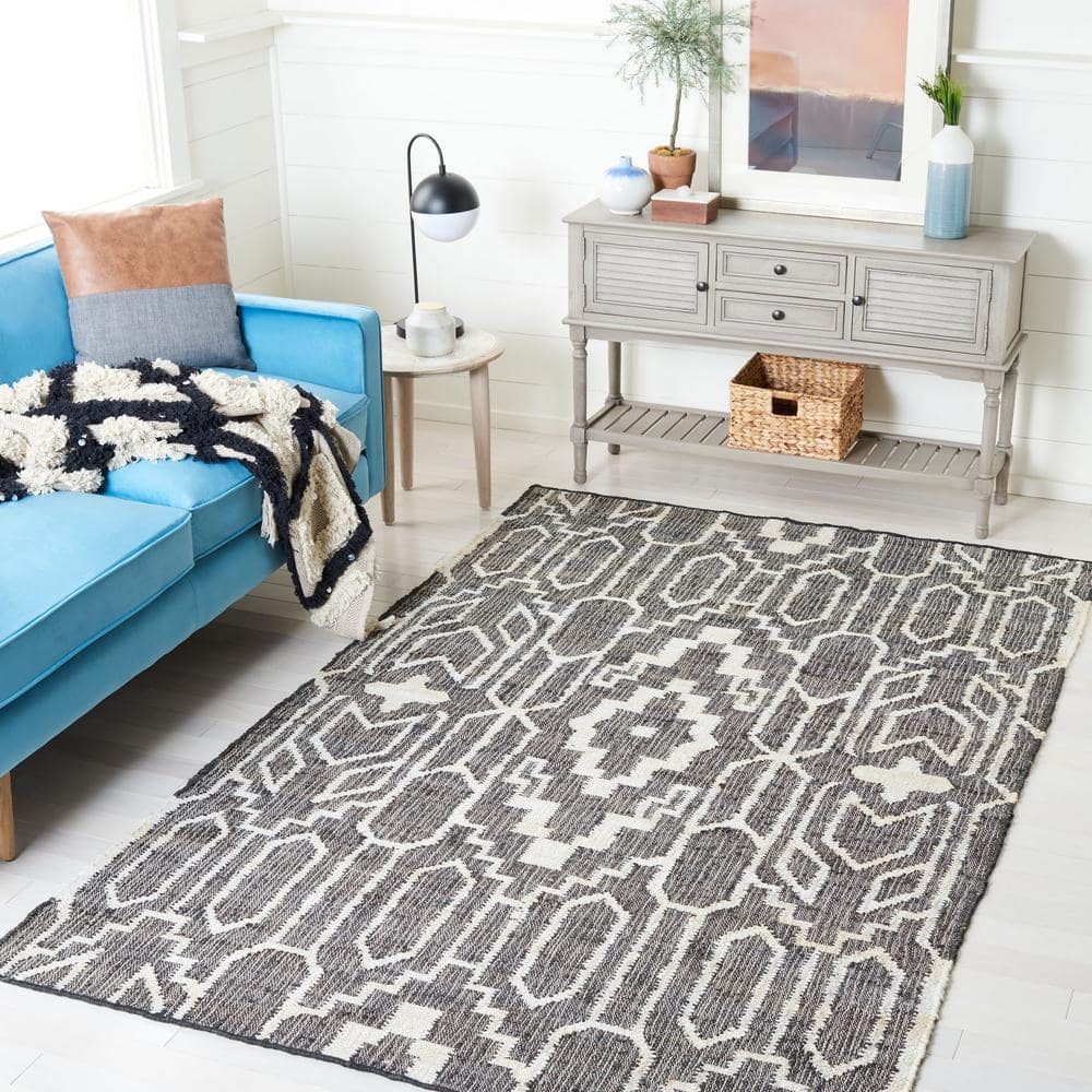 Natural Fiber 3 ft. x 5 ft. Black/Ivory Geometric Woven Area Rug price history on PriceWatchPro