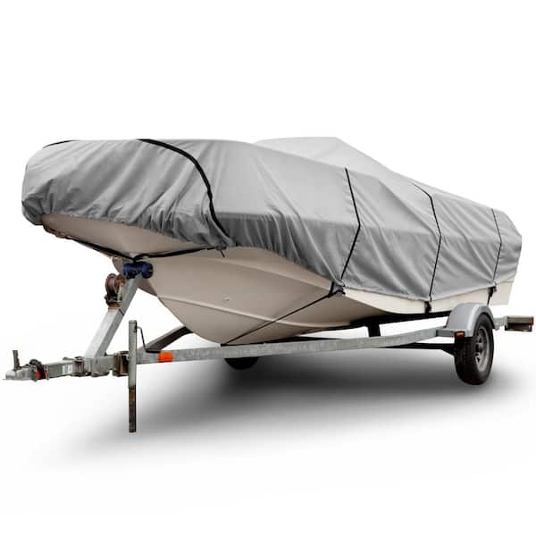 Budge Sportsman 300 Denier 14 ft. to 16 ft. (Beam Width to 75 in.) Gray V-Hull Fishing Boat Cover Size BT-2