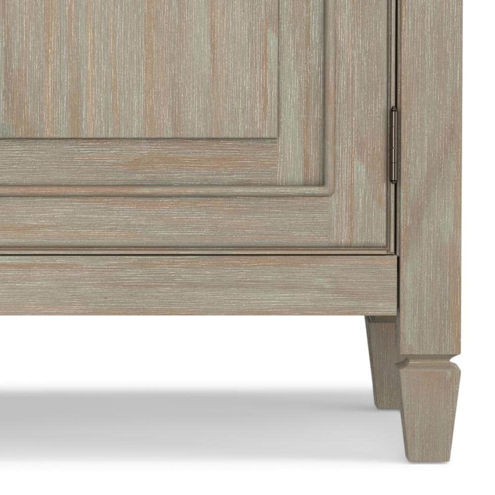 Distressed Grey Solid Wood Freestanding Storage Cabinet with Adjustable Shelving