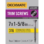 Marine Grade Stainless Steel #7 X 1-5/8 in. Wood Trim Screw 1lb (Approximately 180 Pieces)