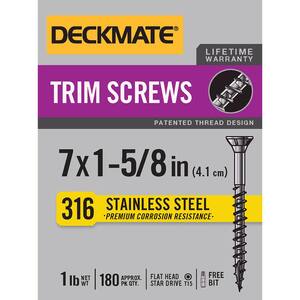 Marine Grade Stainless Steel #7 X 1-5/8 in. Wood Trim Screw 1lb (Approximately 180 Pieces)