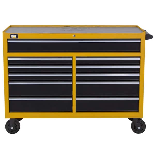 CAT Heavy Duty 52 in. 11-Drawer Yellow 16-Gauge Steel Rolling Tool Cabinet with Keyed Locking System