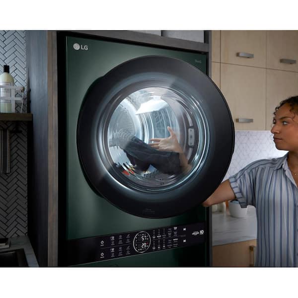 Home Dryer Cu.Ft. 4.5 Laundry Load Steam in w/ 7.4 SMART WashTower Depot Electric - & Center WKEX200HGA Nature LG Stacked Front Washer The Cu.Ft. Green