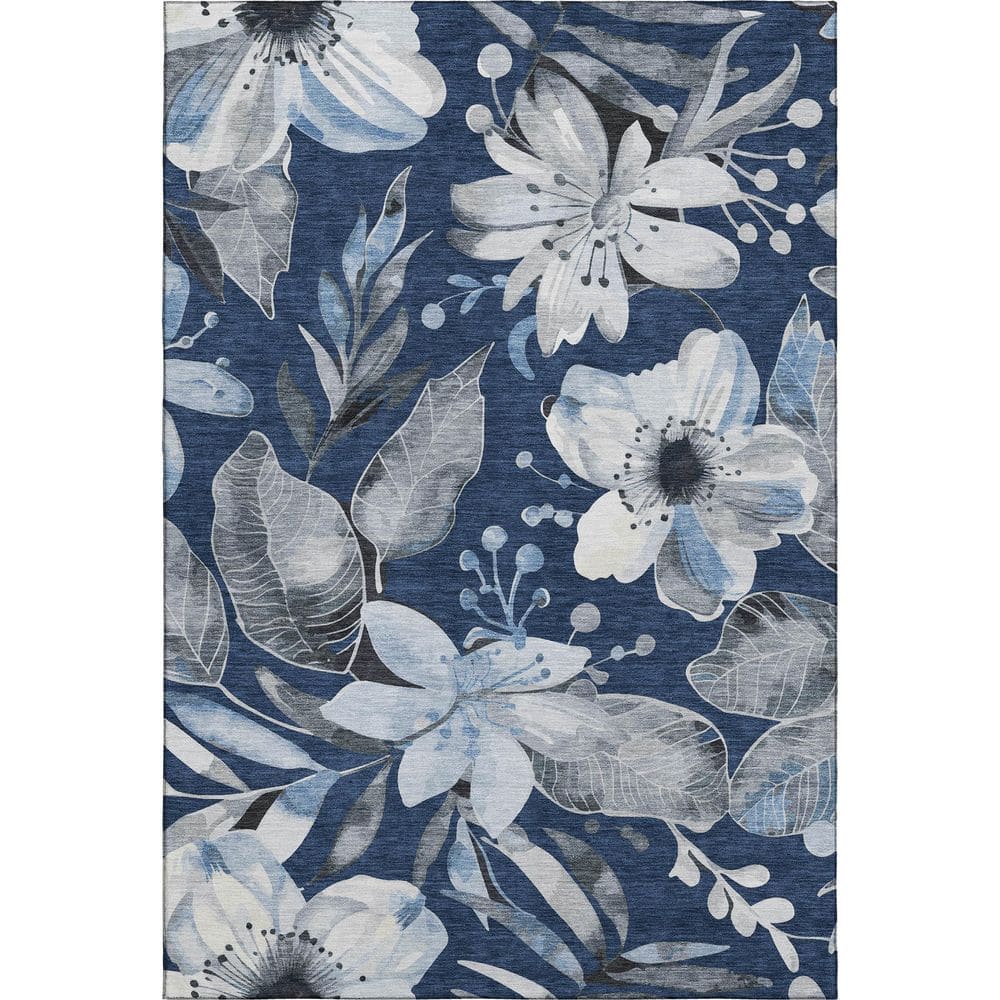 Mayfield Premium Machine Washable Abstract AMF2260 Navy 3 ft. x 5 ft. Area Rug price history on PriceWatchPro