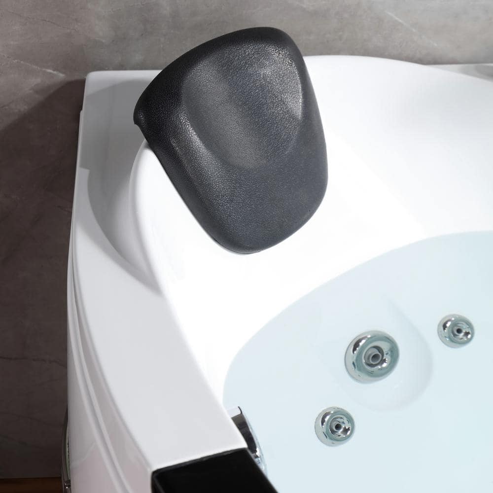 Modern White Acrylic Corner Whirlpool Bathtub with Faucet