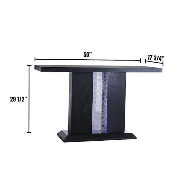 Tobias 50 in. Black Rectangle Wood Console Table with Pedestal