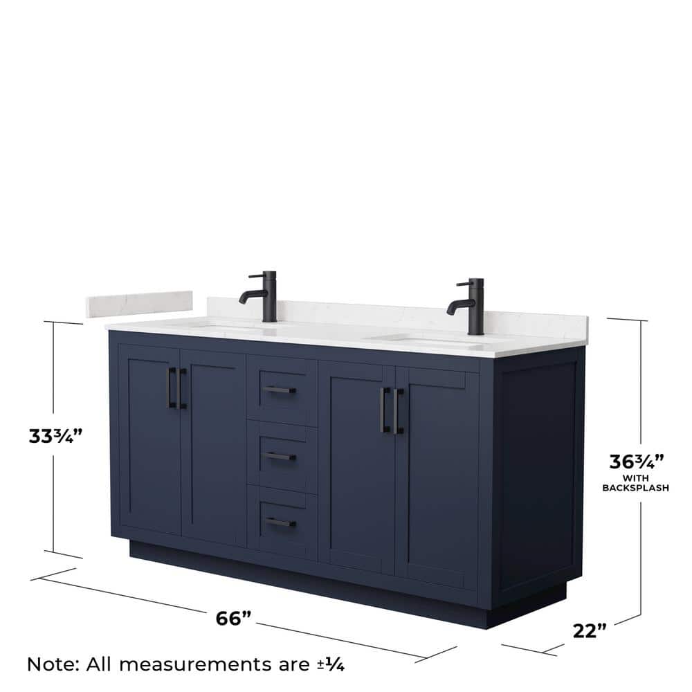 Miranda Dark Blue Freestanding Double Vanity with Marble Top