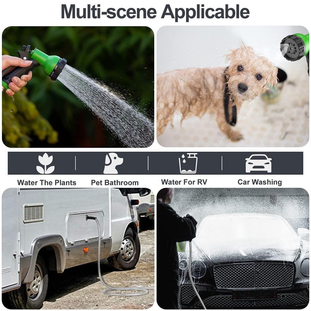 50ft Heavy Duty Stainless Steel Garden Hose with Aluminum Nozzle