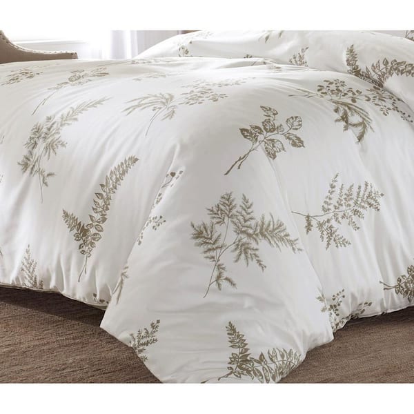 Stone Cottage Willow 3-Piece White and Beige Floral Cotton King