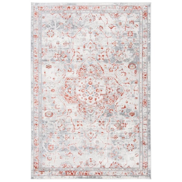 Shivan 4 ft. x 6 ft. Ivory/Rust Distressed Border Medallion Area Rug