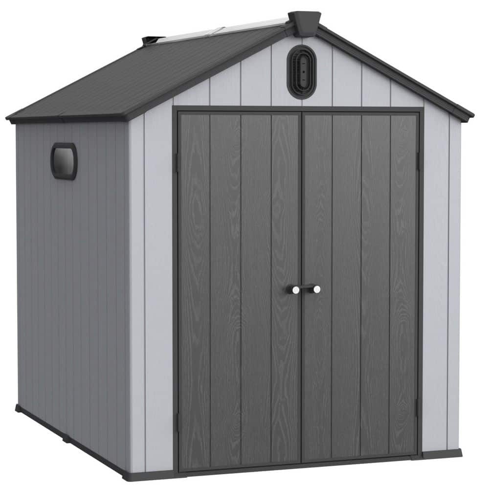 6 ft. W x 8 ft. D Black Gray Resin Shed with Double Door (48 sq. ft.) price history on PriceWatchPro