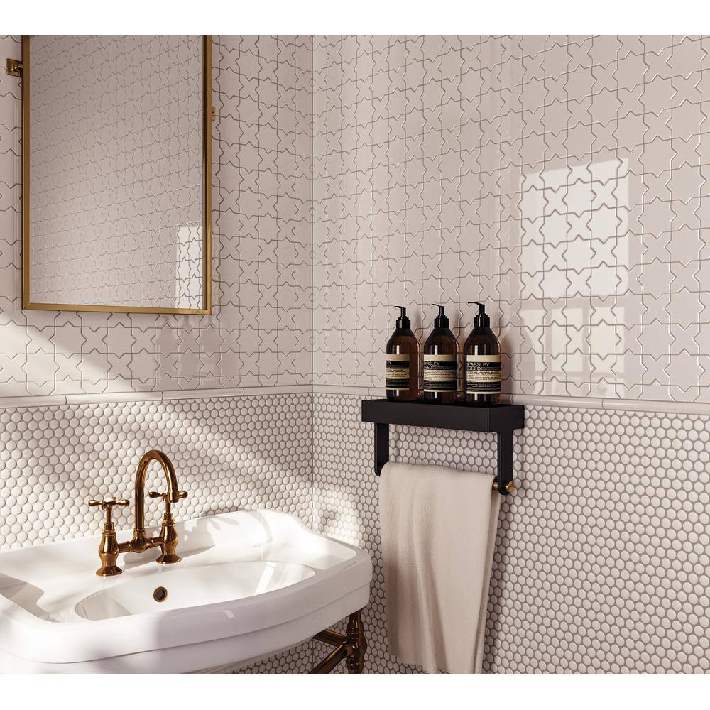White Circular Glossy Porcelain Mosaic Wall Tile