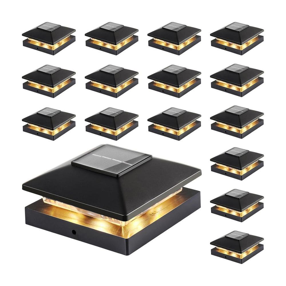 16-Pack Black Waterproof Solar Powered Deck Fence Post Cap Lights Fit 4 x 4 Wood Vinyl Posts Bright Warm White price history on PriceWatchPro