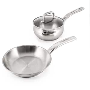 Belly Shape 3-Piece 18/10-Stainless Steel Cookware Set with Glass Lid