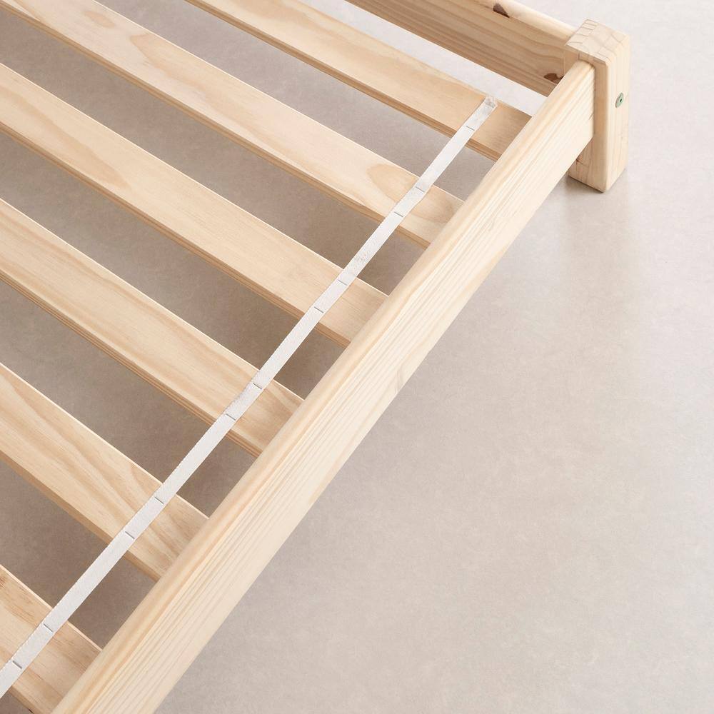 Natural Pine Twin Platform Bed with House Frame Headboard
