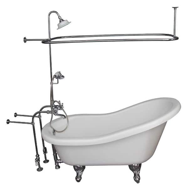 Barclay Products 5 ft. Acrylic Ball and Claw Feet Slipper Tub in White Polished Chrome Accessories