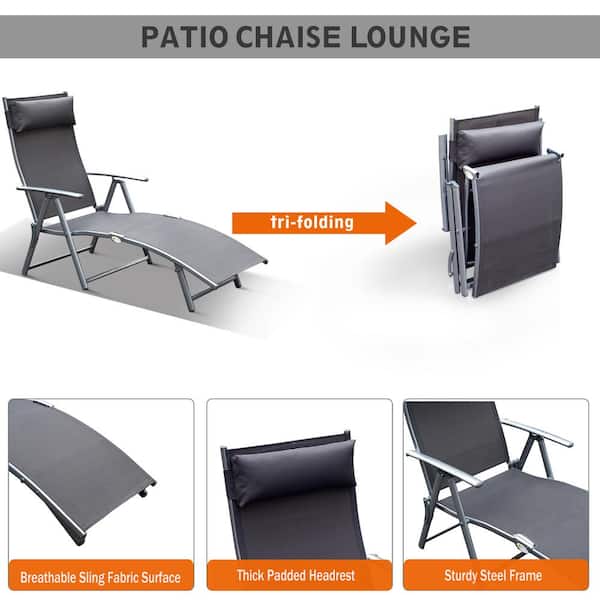 Outsunny Steel Fabric Outdoor Folding Chaise Lounge Chair Recliner With Portable Design And Adjustable Backrest Grey 84b 184gy The Home Depot - Outdoor Padded Folding Chaise Lounge Outsunny Steel Fabric Outdoor Folding Chaise Lounge Chair Recliner With Portable Design And Adjustable Backrest Grey 84b 184gy The Home Depot - Outdoor Padded Folding Chaise Lounge