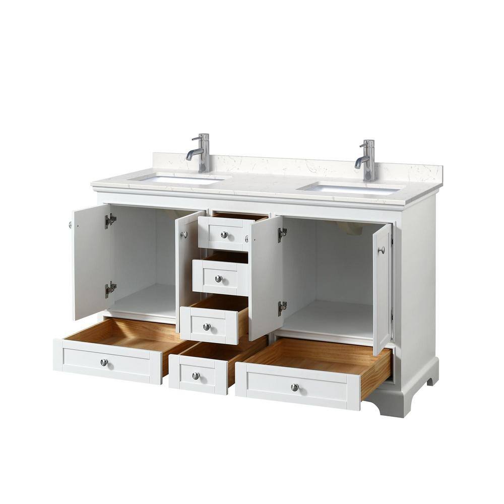 Deborah 60" White Double Vanity with Carrara Marble Top