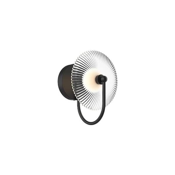 ALORA MOOD Hera 11-in 1 Light 9-Watt Matte Black/Clear Ribbed Glass Integrated LED Vanity Light