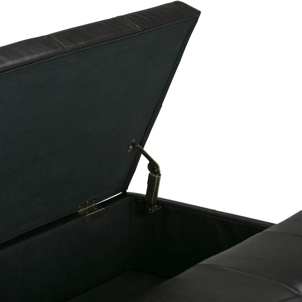 Tanner's Brown Faux Leather Tufted Storage Ottoman