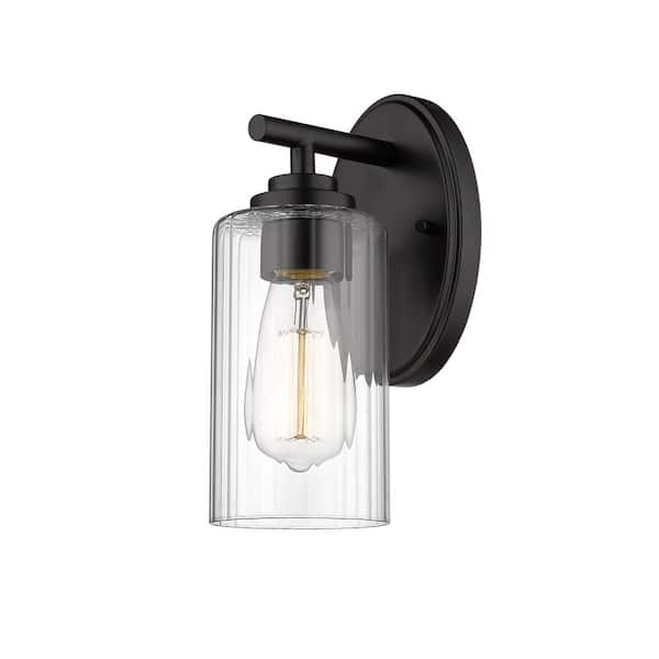 Innovations Ice 4.5 in. 1-Light Matte Black Vanity Light with Clear Glass Shade