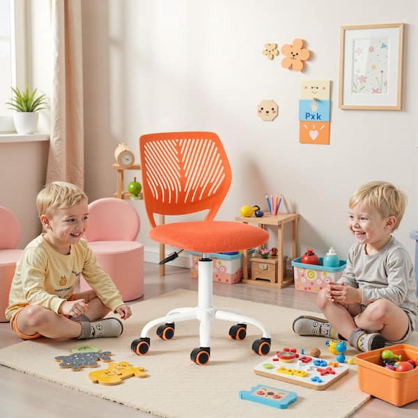 Homy Casa CARNAT Coral Orange Ergonomic Kids Desk Chair Adjustable