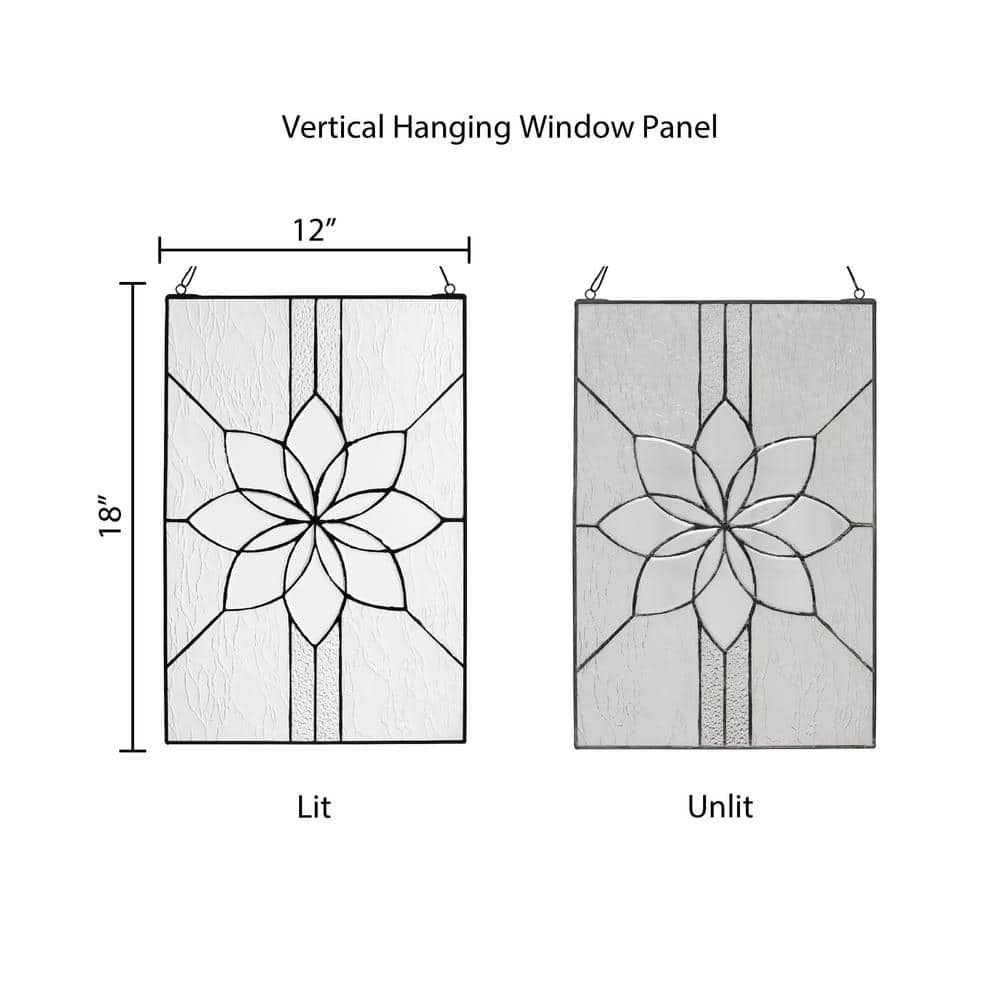 18" Clear Floral Handcrafted Glass Window Panel