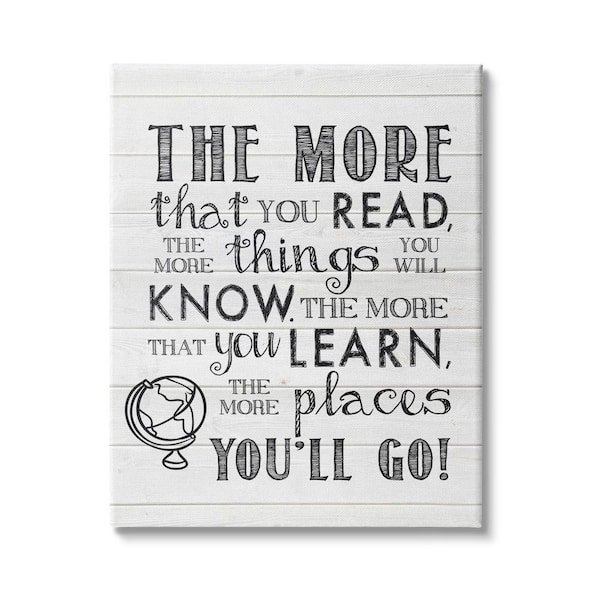 Stupell Industries More You Read Quote Rustic Plank Pattern by Lettered and Lined Unframed Print Typography Wall Art 16 in. x 20 in.