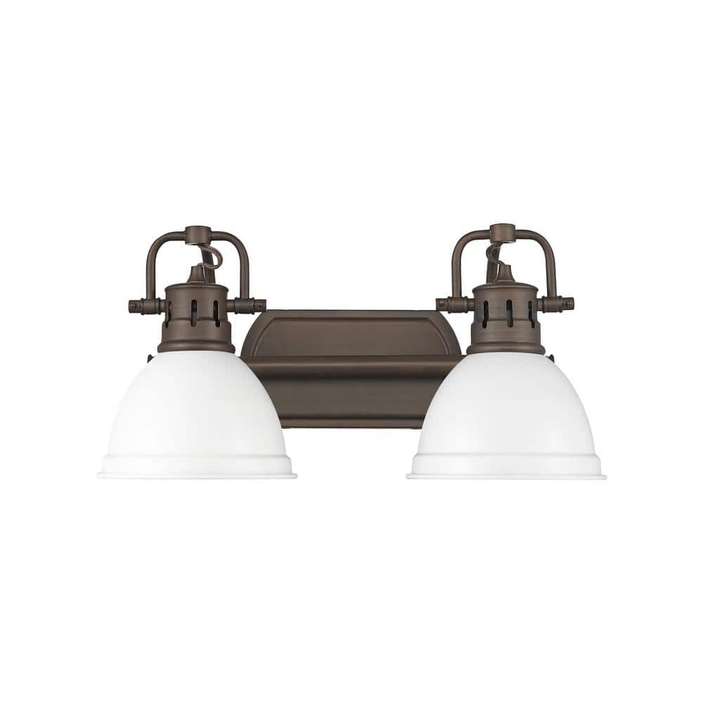 Duncan 8.25 in. 2-Light Rubbed Bronze Vanity Light with White Shade price history on PriceWatchPro