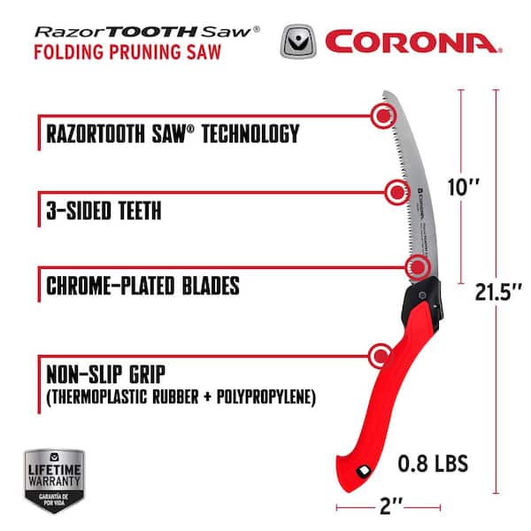 Seghetto Pieghevole Corona Tools RS16150CCH, Lama 10'' In Acciaio, Manico Rosso