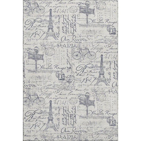 Mayfield Premium Machine Washable Abstract AMF2209 Ivory 10 ft. x 14 ft. Area Rug