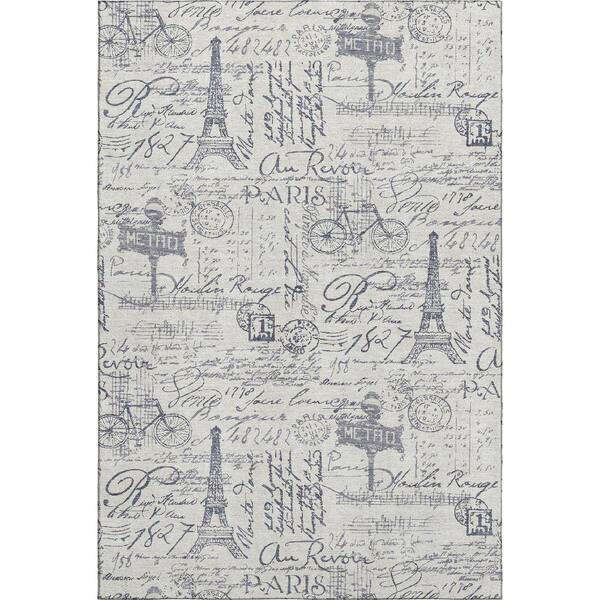 Mayfield Premium Machine Washable Abstract AMF2209 Ivory 3 ft. x 5 ft. Area Rug
