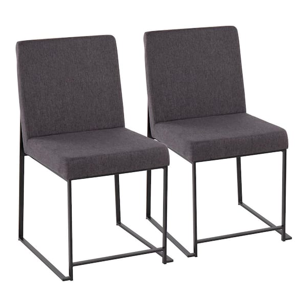 Lumisource Fuji Charcoal Fabric Black High Back Side Dining Chair (Set of 2)