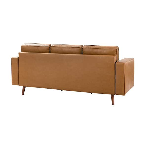 JAYDEN CREATION Nuria 87 in. wide Camel Leather Sofa with