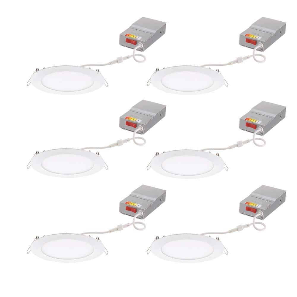 Juno Contractor Select WF6 6 in. Selectable CCT Ultra Slim Canless Integrated LED White Recessed Light Trim (6-Pack)