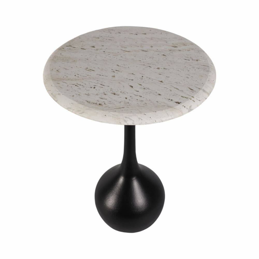 15 in. Brown Round Marble Accent Table - thumbnail 5