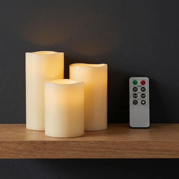6 in. H White LED Flameless Candle (3-Pack)