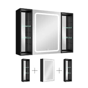 40 in. W x 30 in. H Black Rectangle Aluminum Recessed or Surface Mount Medicine Cabinet, Medicine Cabinet with Mirror