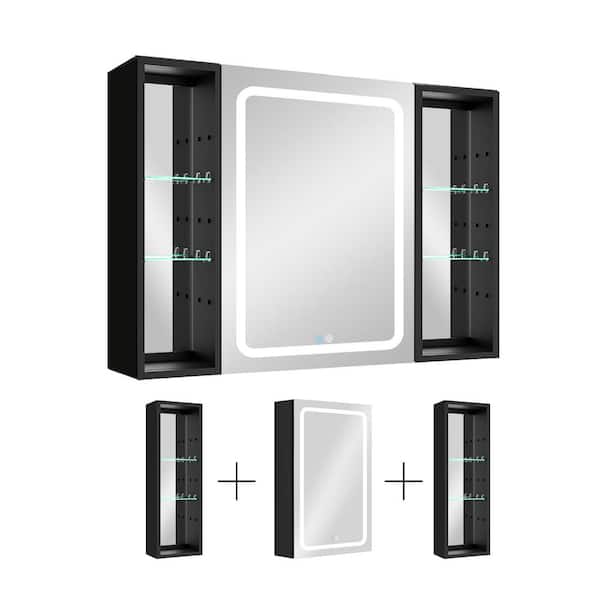 Unbranded 40 in. W x 30 in. H Black Rectangle Aluminum Recessed or Surface Mount Medicine Cabinet, Medicine Cabinet with Mirror